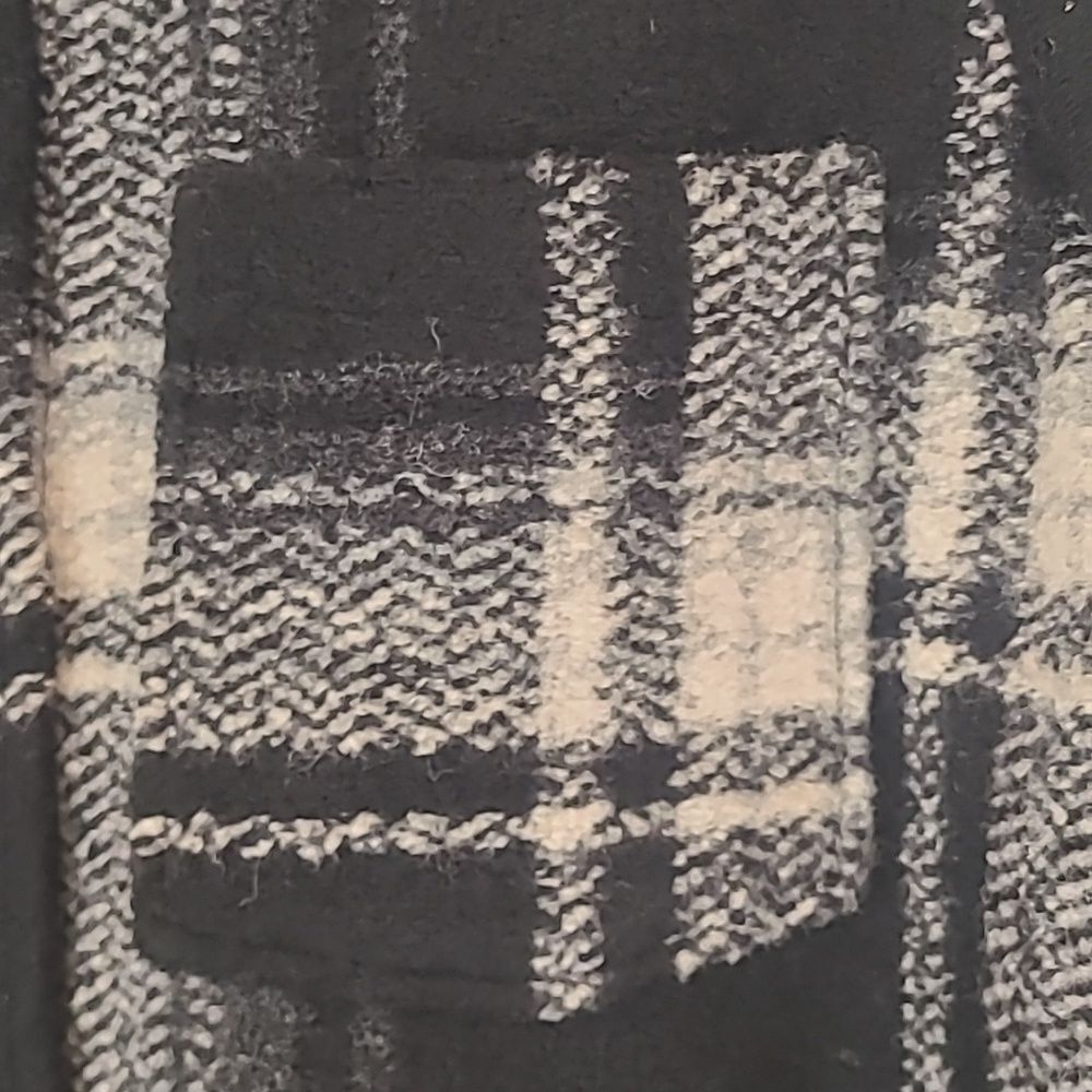 Gap Puff Sleeve Cropped Wool Shirt Jacket Black White Plaid Size L - Picture 5 of 15